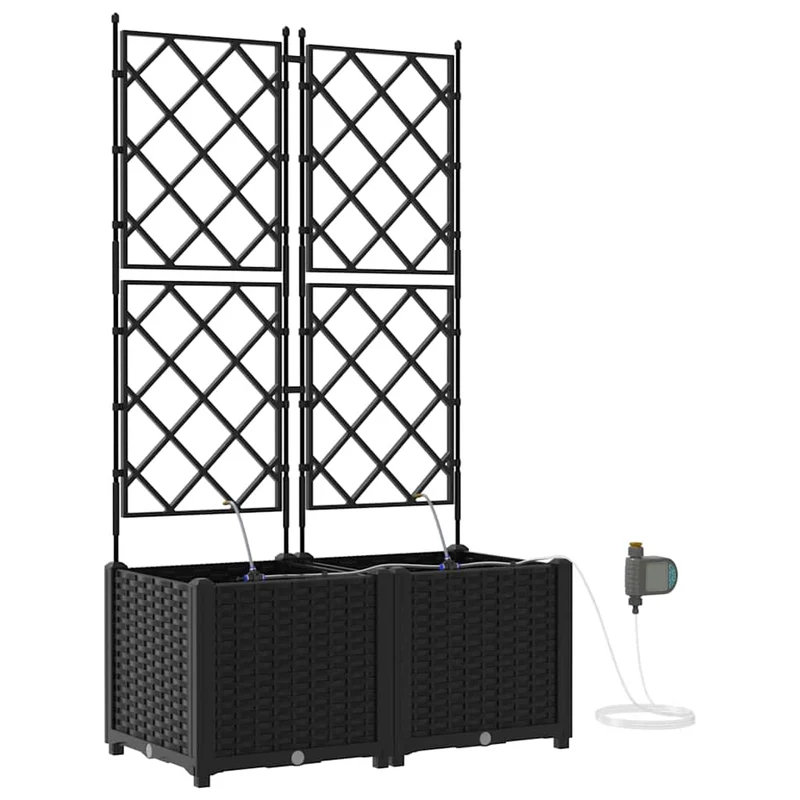 Macetero De Jardín 2 Uds. Negro 80 X 40 X 142 Cm Pp