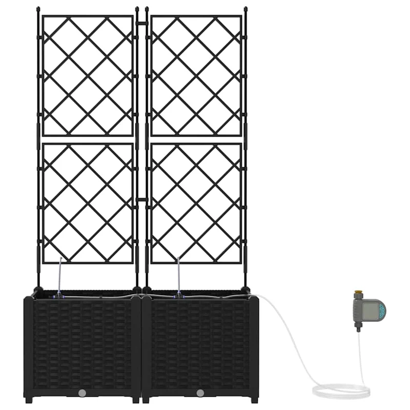 Macetero De Jardín 2 Uds. Negro 80 X 40 X 142 Cm Pp