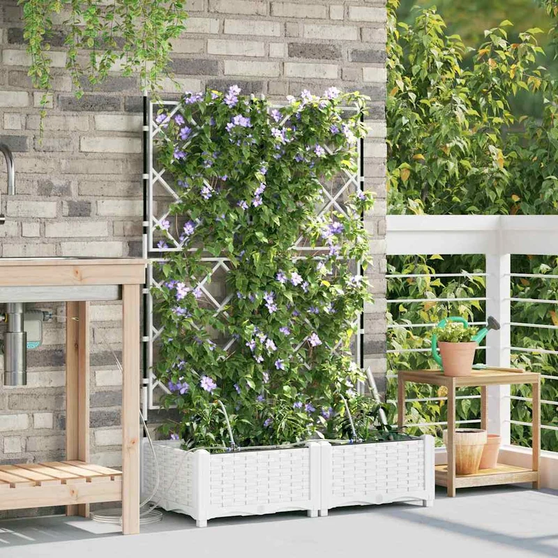 Macetero De Jardín 2 Uds. Blanco 80 X 40 X 126 Cm Pp