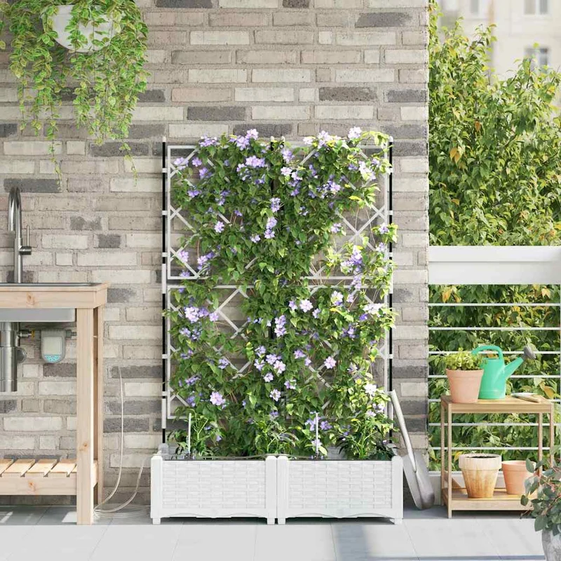 Macetero De Jardín 2 Uds. Blanco 80 X 40 X 126 Cm Pp
