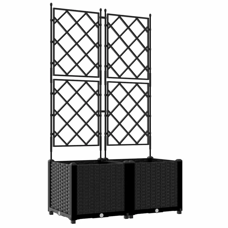 Macetero De Jardín 2 Uds. Negro 80 X 40 X 143 Cm Pp