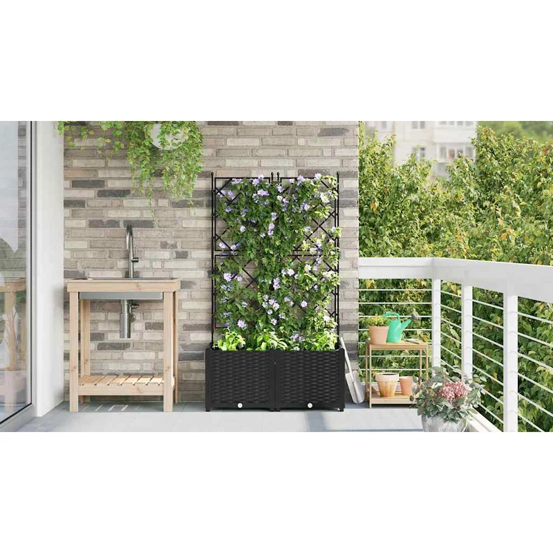 Macetero De Jardín 2 Uds. Negro 80 X 40 X 143 Cm Pp