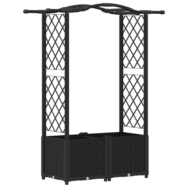 Cama Elevada Con Trellis Y Techo Negro 125 X 40 X 138 Cm Pp