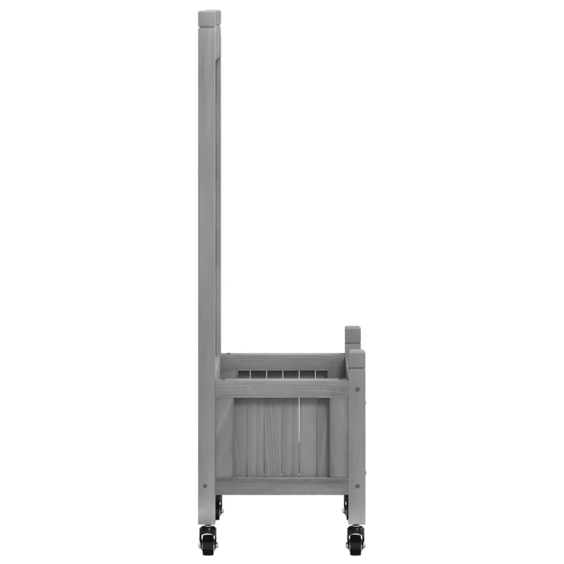 Jardinera Con Enrejado Y Ruedas Madera Maciza De Abeto Gris