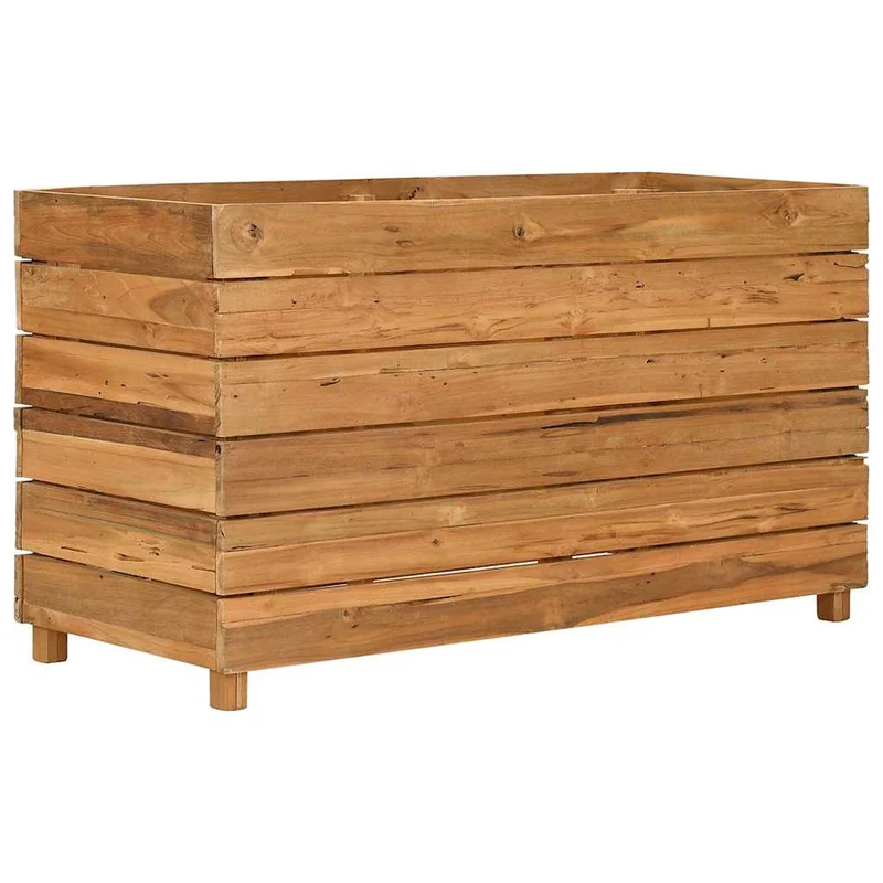 Arriate Elevado Madera De Teca Reciclada Y Acero 100x40x55 Cm