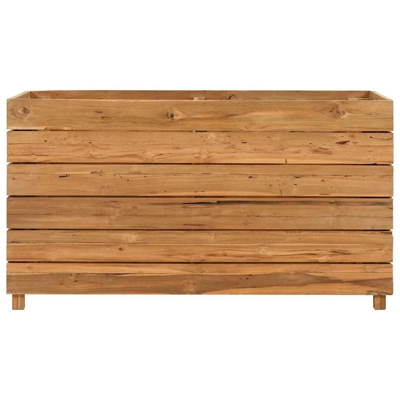 Arriate Elevado Madera De Teca Reciclada Y Acero 100x40x55 Cm