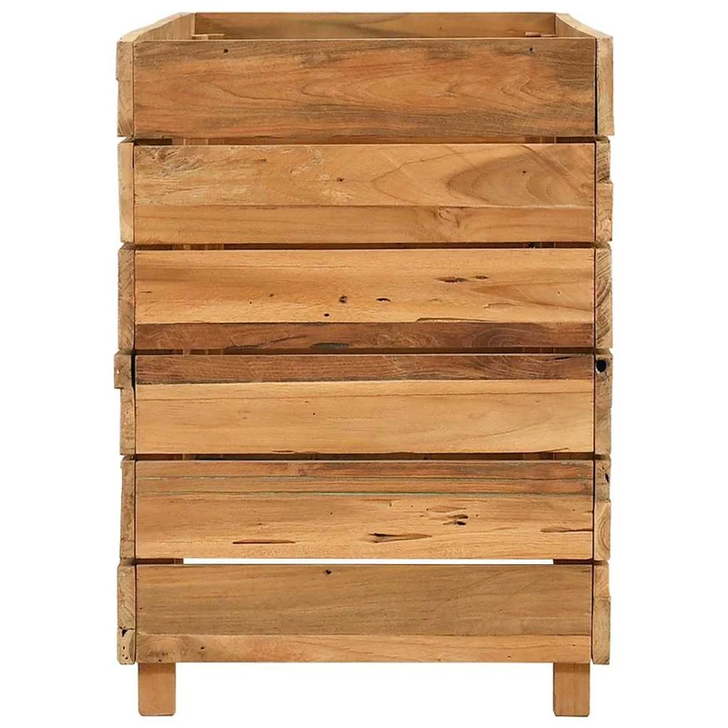 Arriate Elevado Madera De Teca Reciclada Y Acero 100x40x55 Cm