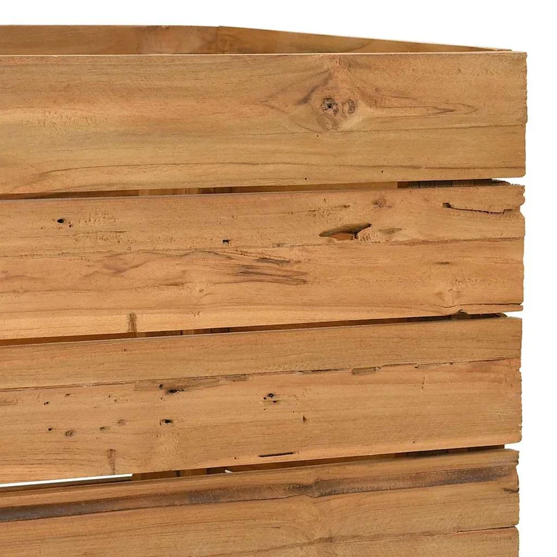 Arriate Elevado Madera De Teca Reciclada Y Acero 100x40x55 Cm