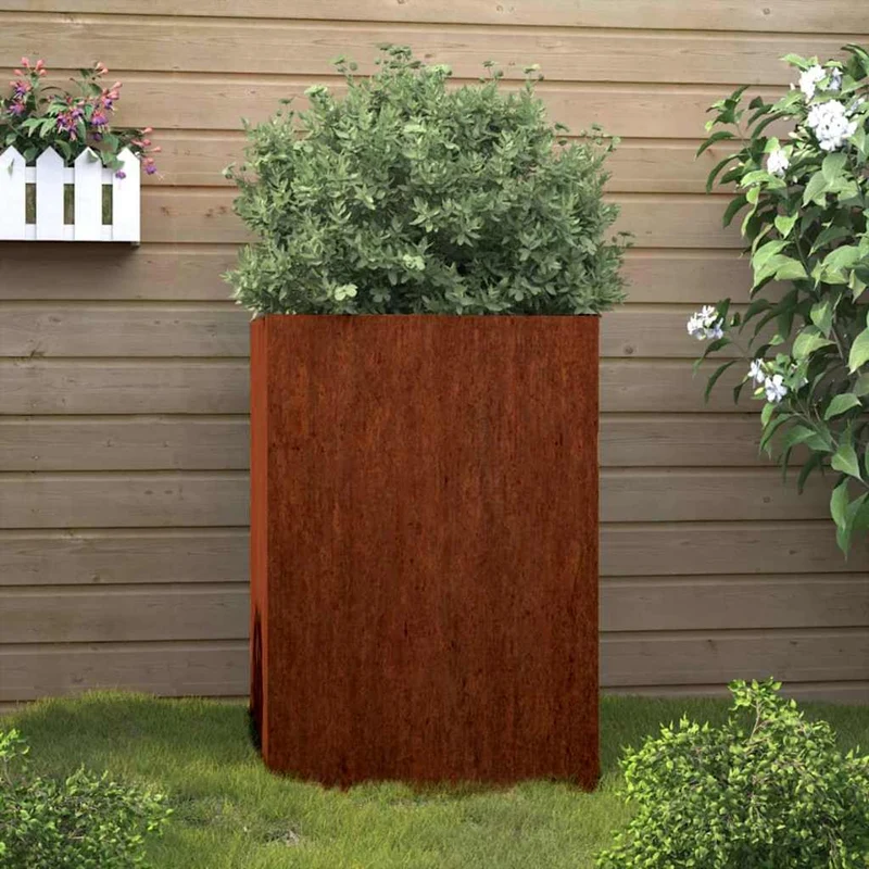 Jardinera De Acero Corten 42x38x75 Cm