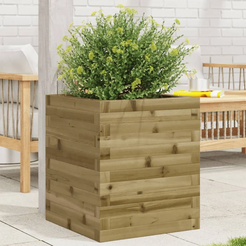 Jardinera De Madera De Pino Impregnada 40x40x46 Cm