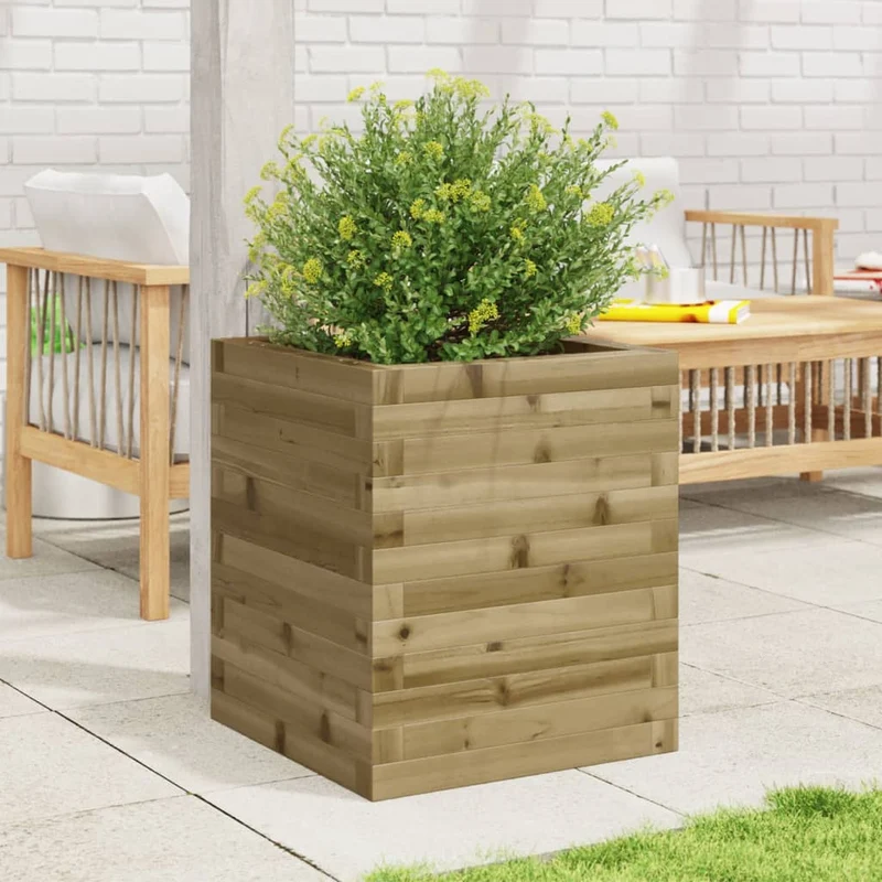 Jardinera De Madera De Pino Impregnada 40x40x46 Cm