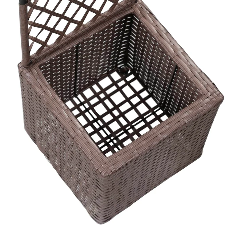 Enrejado Y Arriate 1 Maceta Ratán Sintético Marrón 30x30x107 Cm