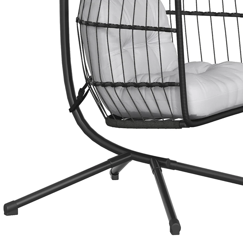 Outsunny Silla Colgante Huevo Con Soporte Cesta Plegable Cojín Altura Ajustable