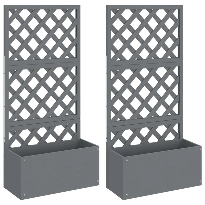 Jardineras Con Enrejado 2 Unidades Wpc Gris 65x33x135 Cm