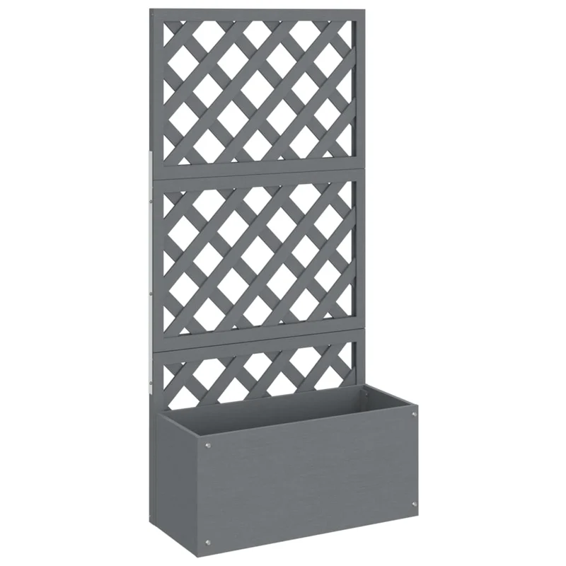 Jardineras Con Enrejado 2 Unidades Wpc Gris 65x33x135 Cm
