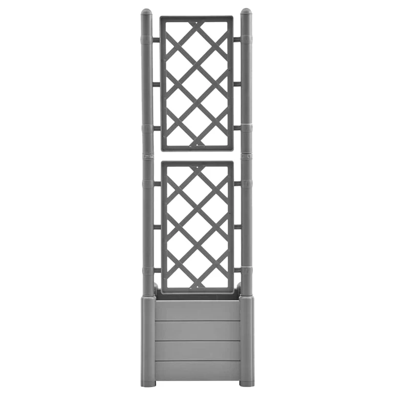 Jardinera Con Enrejado Pp Gris Piedra 43x43x142 Cm