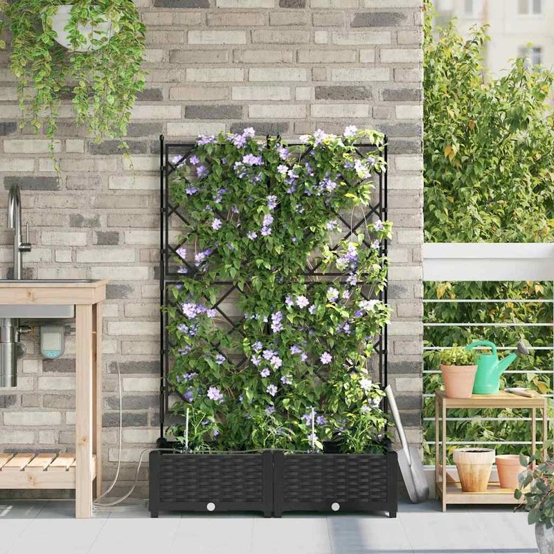 Macetero De Jardín 2 Uds. Negro 80 X 40 X 126 Cm Pp