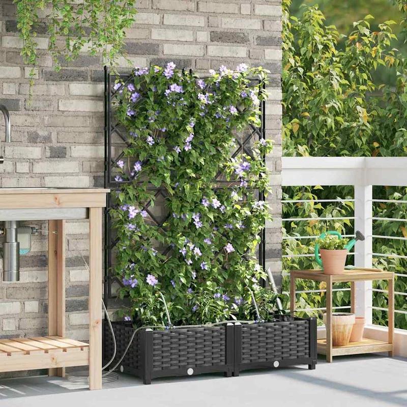 Macetero De Jardín 2 Uds. Negro 80 X 40 X 126 Cm Pp
