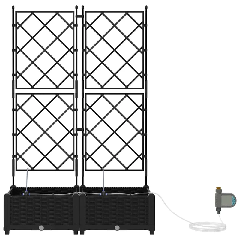 Macetero De Jardín 2 Uds. Negro 80 X 40 X 126 Cm Pp