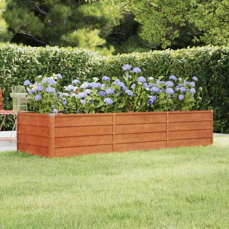 Arriate Oxidado De Acero Corten 240x80x45 Cm