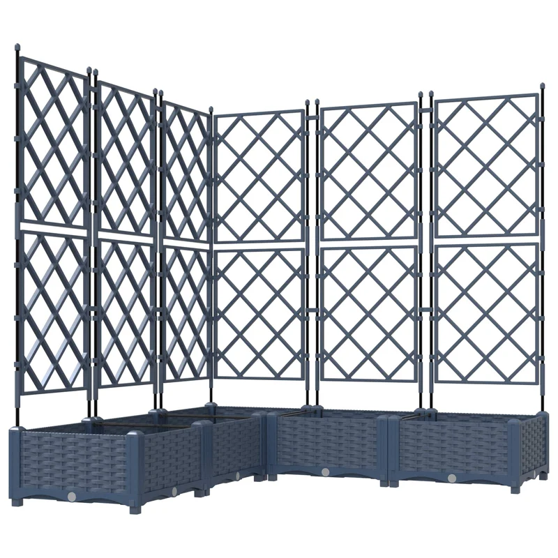 Macetero De Jardín 5 Uds. Gris 120 X 120 X 125,5 Cm Pp