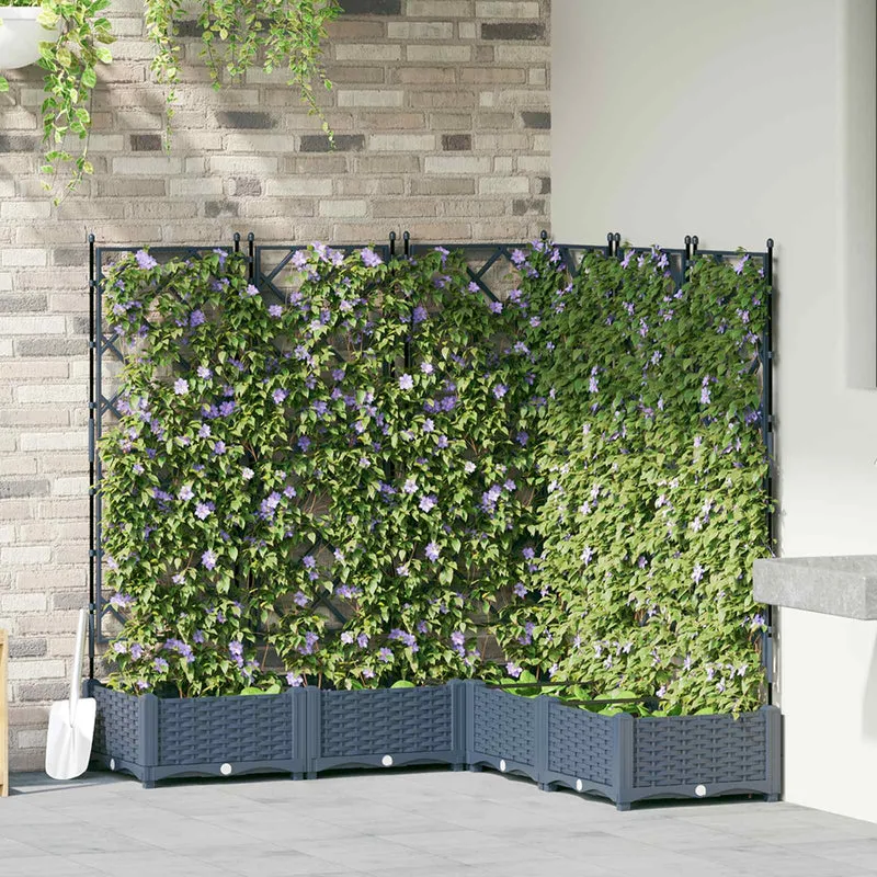 Macetero De Jardín 5 Uds. Gris 120 X 120 X 125,5 Cm Pp