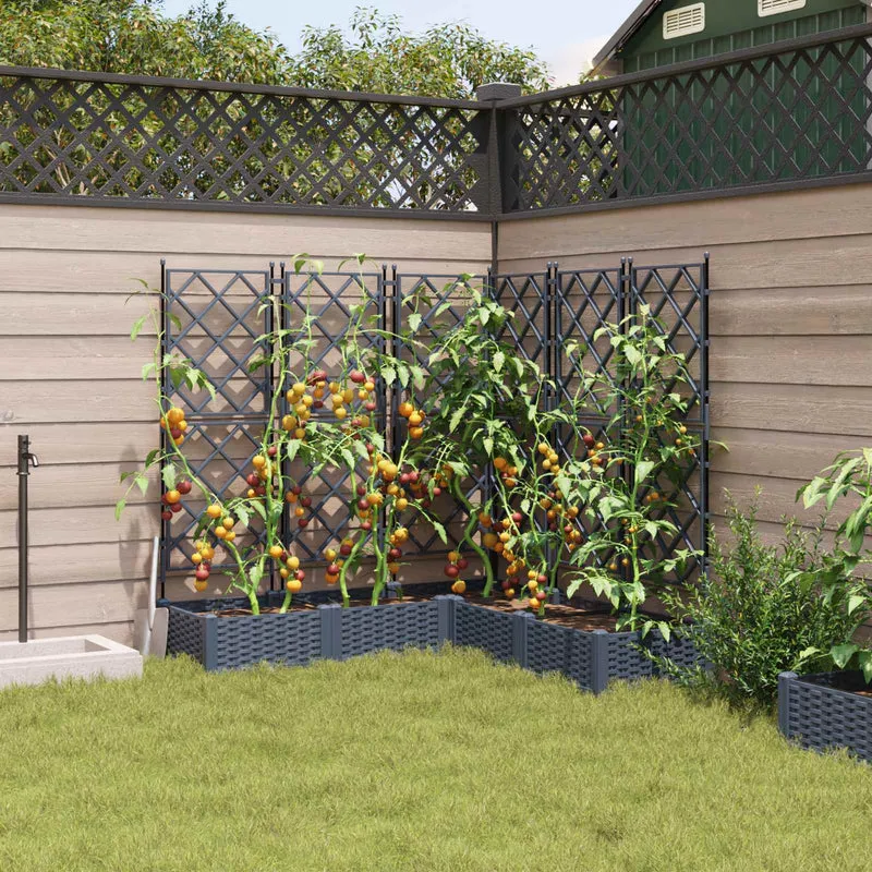 Macetero De Jardín 5 Uds. Gris 120 X 120 X 125,5 Cm Pp