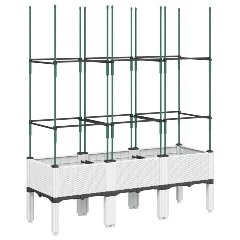 Jardinera Con Enrejado Pp Blanco 120x40x142,5 Cm