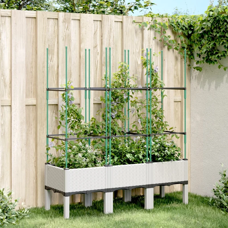 Jardinera Con Enrejado Pp Blanco 120x40x142,5 Cm