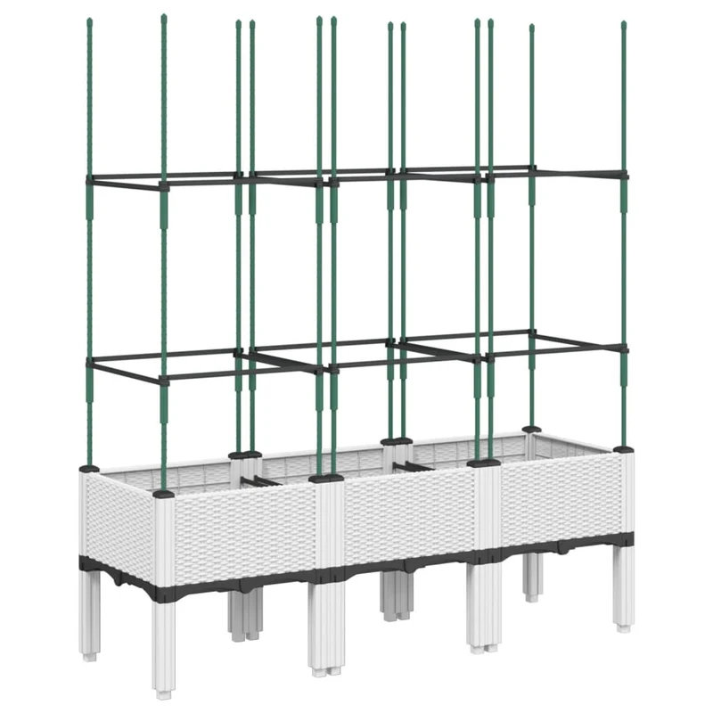 Jardinera Con Enrejado Pp Blanco 120x40x142,5 Cm
