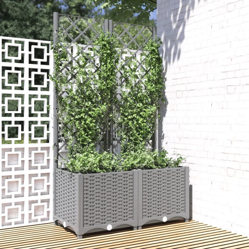 Macetero De Jardín Gris Claro 80 X 40 X 136 Cm
