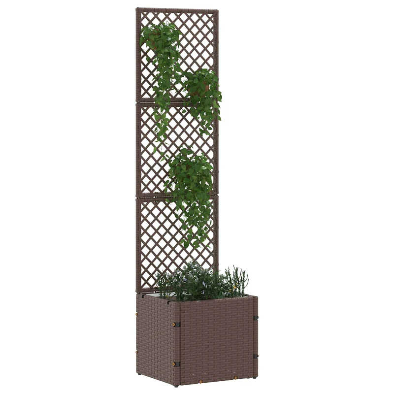 Jardín Enrejado Macetero Marrón 35 X 30 X 135 Cm Metal