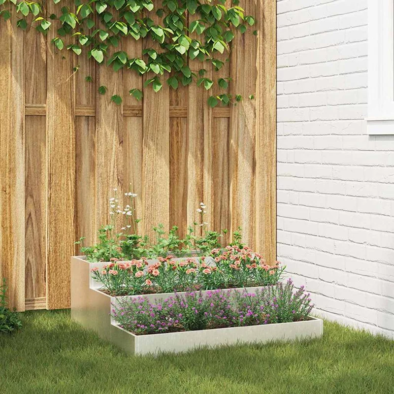 Macetero De Jardín Plateado 90 X 90 X 35 Cm Acero Inoxidable