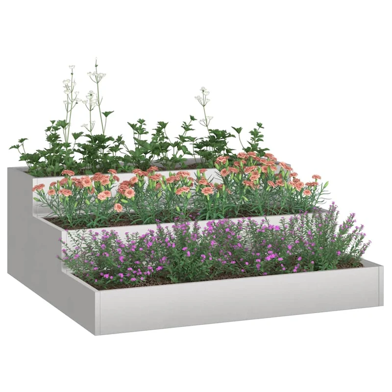 Macetero De Jardín Plateado 90 X 90 X 35 Cm Acero Inoxidable
