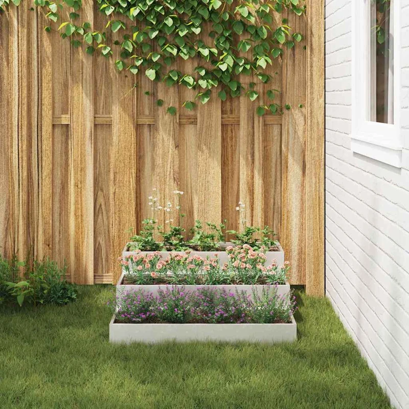 Macetero De Jardín Plateado 90 X 90 X 35 Cm Acero Inoxidable