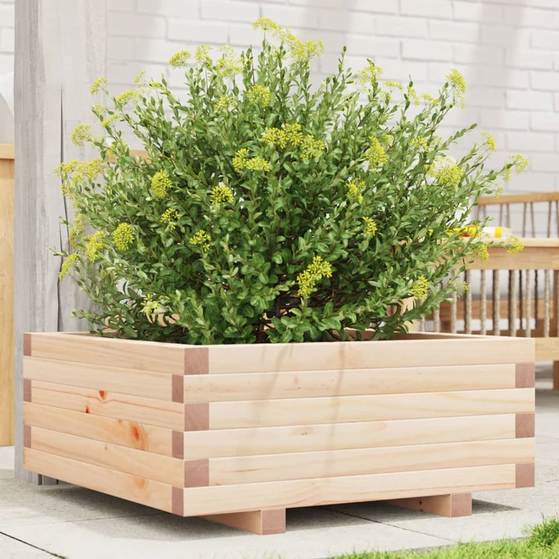 Jardinera De Madera Maciza De Pino 60x60x26,5 Cm