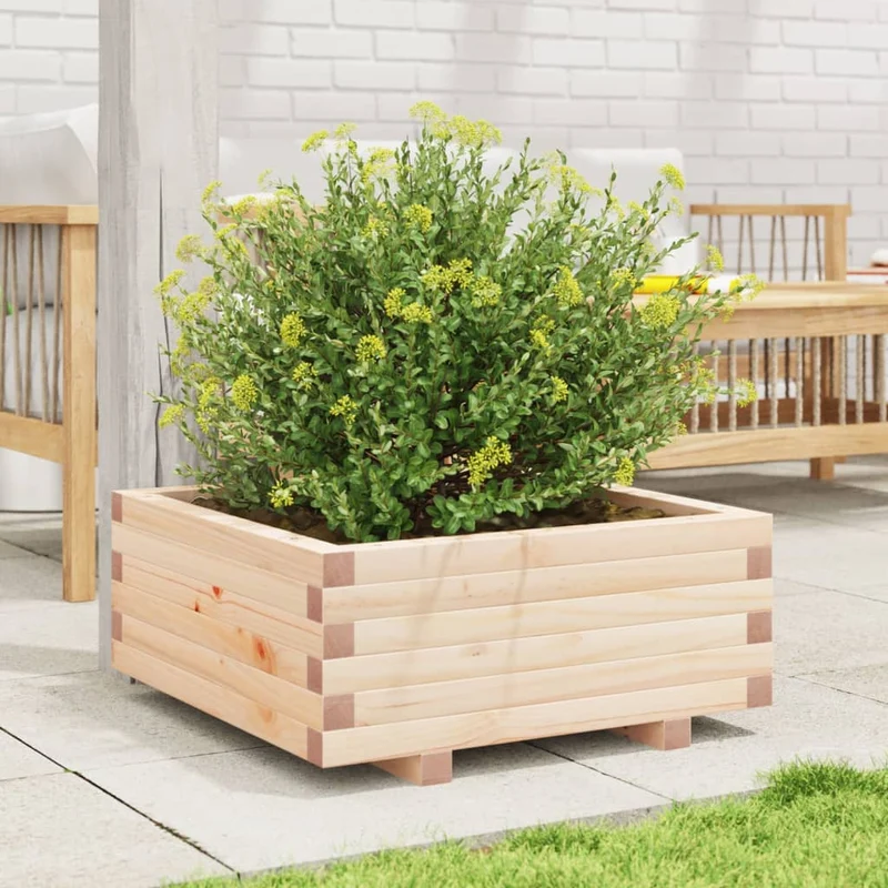 Jardinera De Madera Maciza De Pino 60x60x26,5 Cm