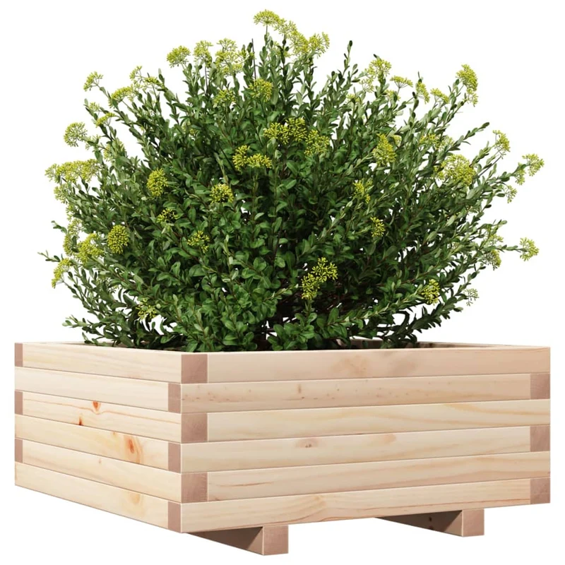 Jardinera De Madera Maciza De Pino 60x60x26,5 Cm