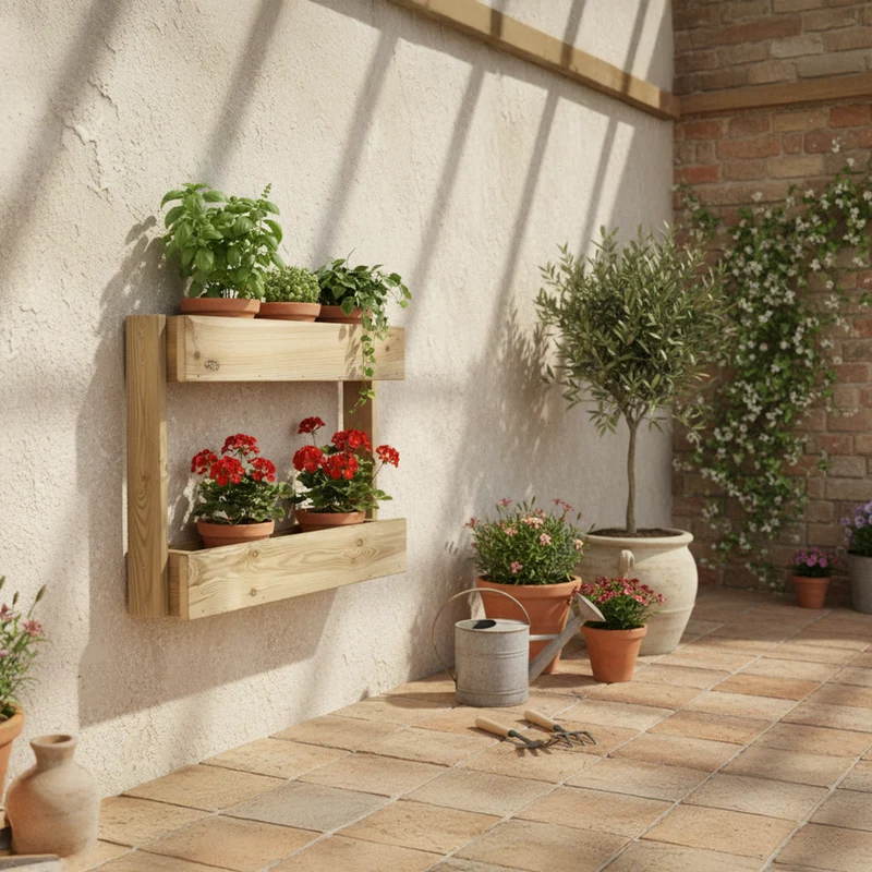 Jardinera Vertical Stand Line Wall 2B Madera Tratada Exterior Hortalia