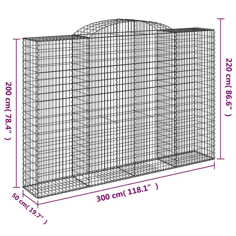 Cestas De Gaviones 12 Uds Forma De Arco Hierro 300x50x200/220cm