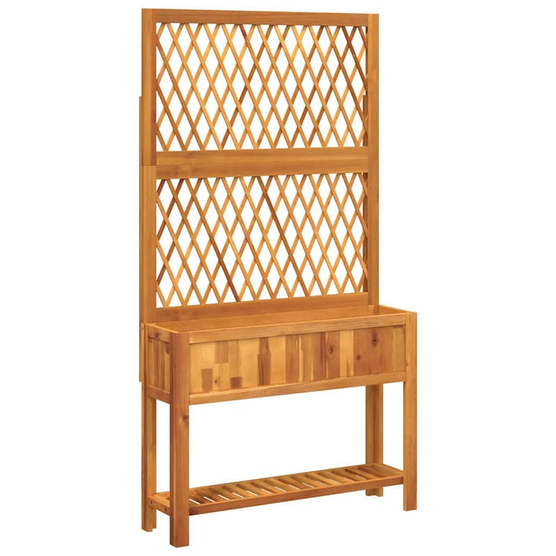 Jardinera Con Enrejado Y Estante Acacia Maciza 100x32x185 Cm