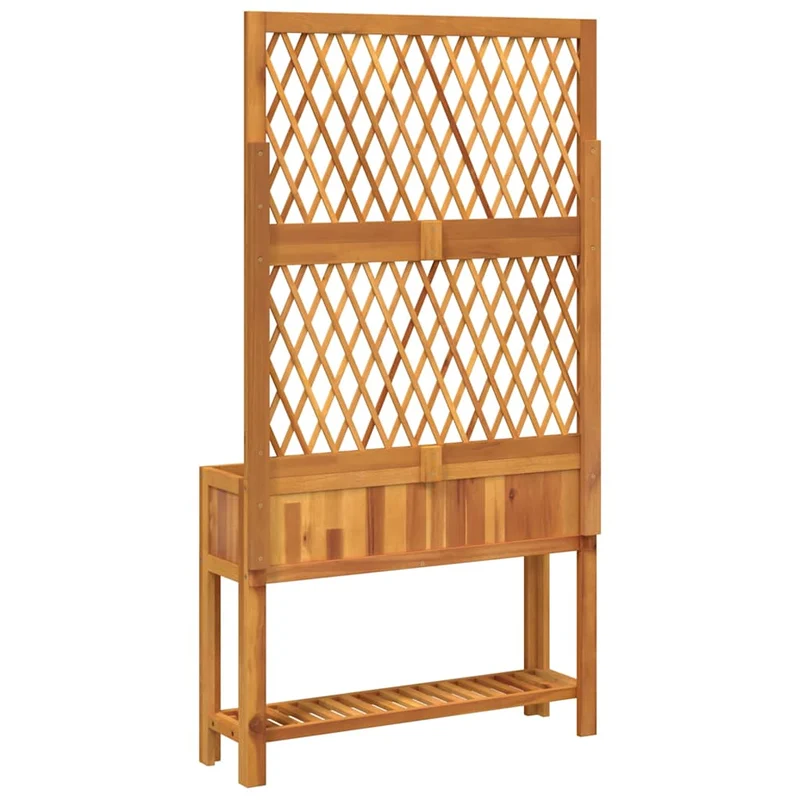 Jardinera Con Enrejado Y Estante Acacia Maciza 100x32x185 Cm