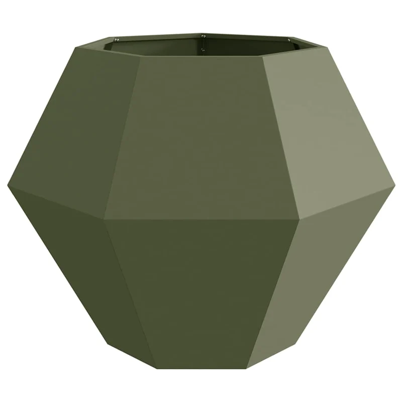 Jardinera 2 Uds. Verde Oliva 100 X 100 X 80 Cm Acero