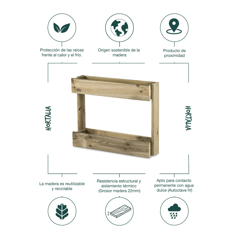 Jardinera Vertical Stand Line Wall 4B Madera Tratada Exterior Hortalia