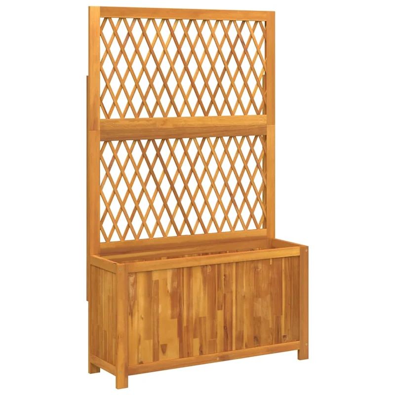 Jardinera Con Enrejado Y Estante Acacia Maciza 100x32x165 Cm