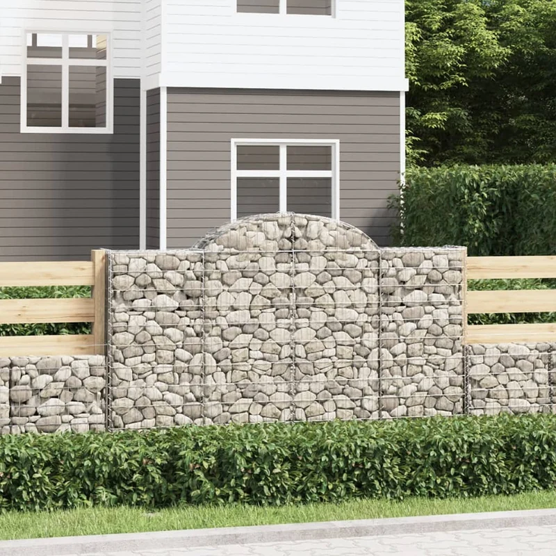 Cestas Gaviones 14 Uds Forma De Arco Hierro 200x50x120/140 Cm