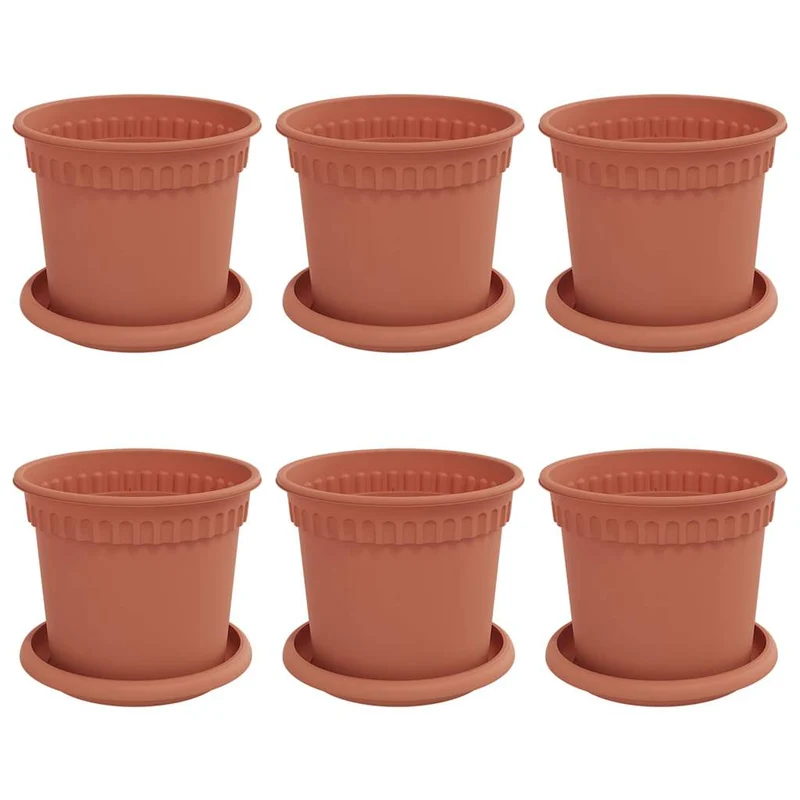 Macetas 6 Uds. Rojo Ladrillo Plástico