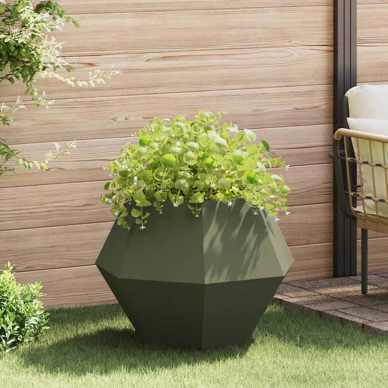 Jardinera Verde Oliva 75 X 75 X 60 Cm Acero
