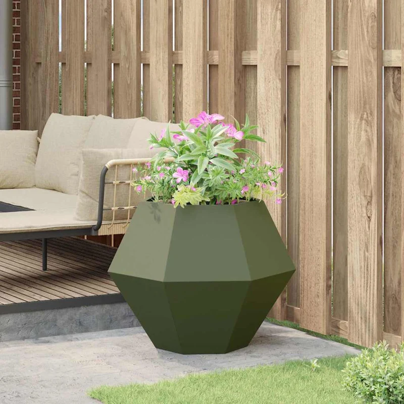 Jardinera Verde Oliva 75 X 75 X 60 Cm Acero