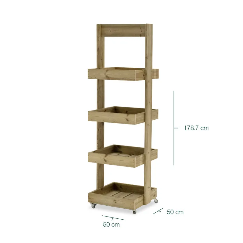 Estantería De Madera Para Plantas Casius 4 Bandejas Hortalia